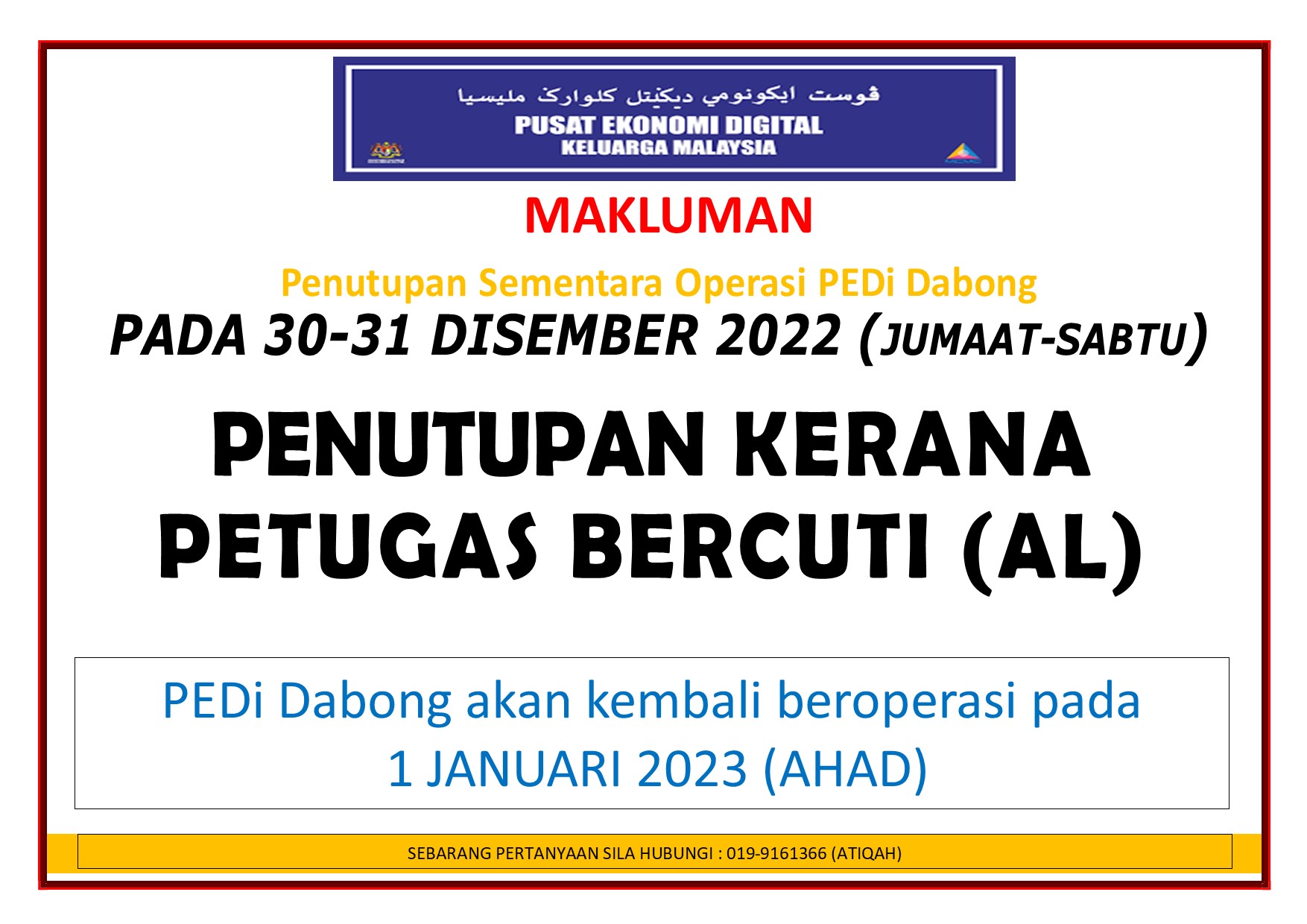 notis penutupan HUJUNG 2023