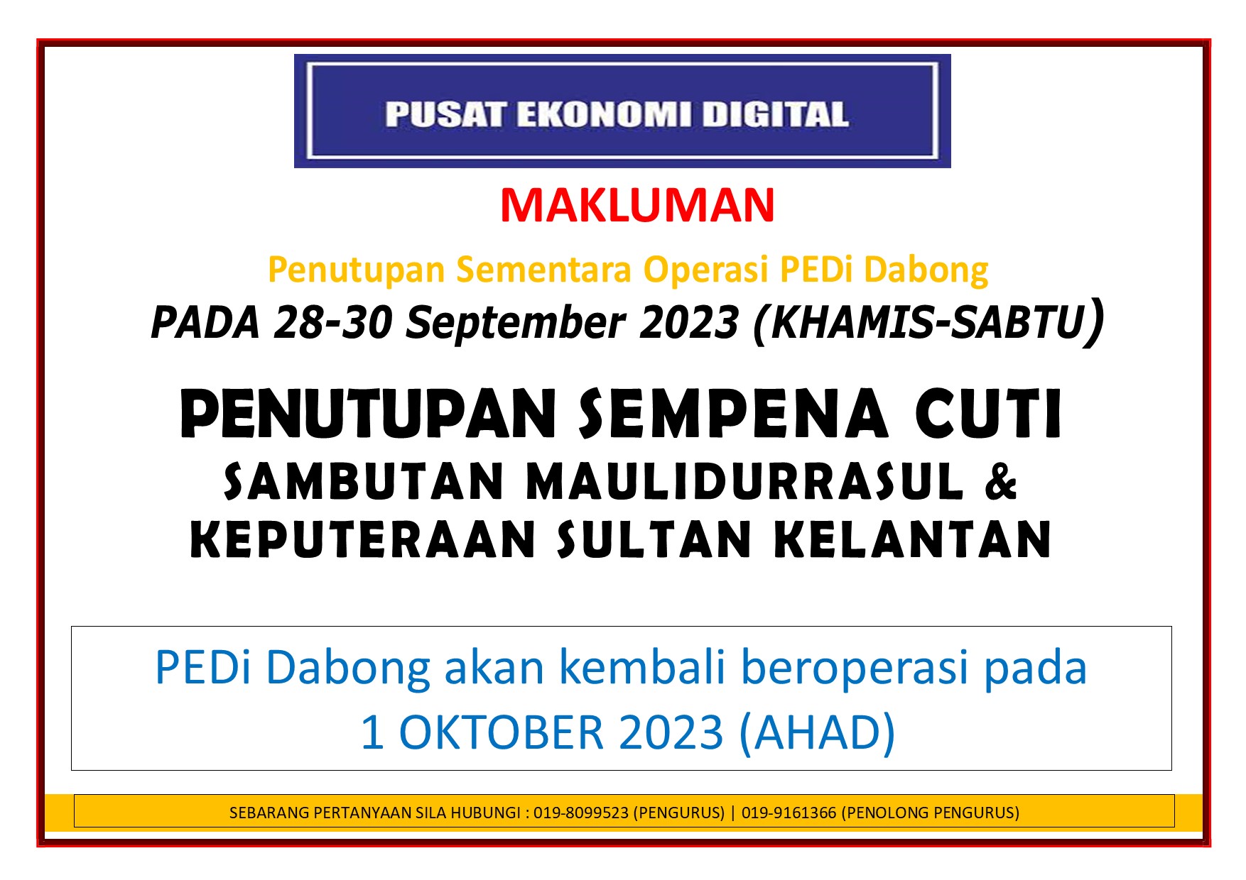 notis penutupan MAULID 23